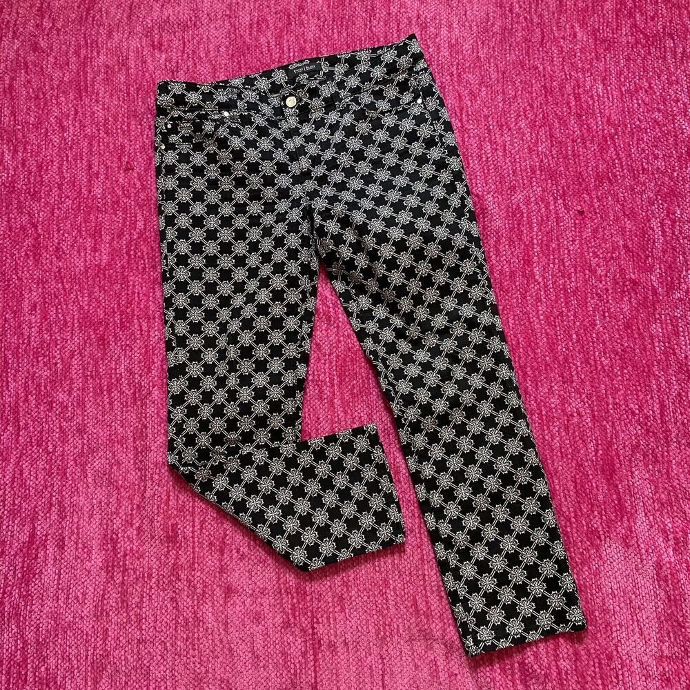 White House Black Market Slim Ankle Printed Pants Black White Size 8S